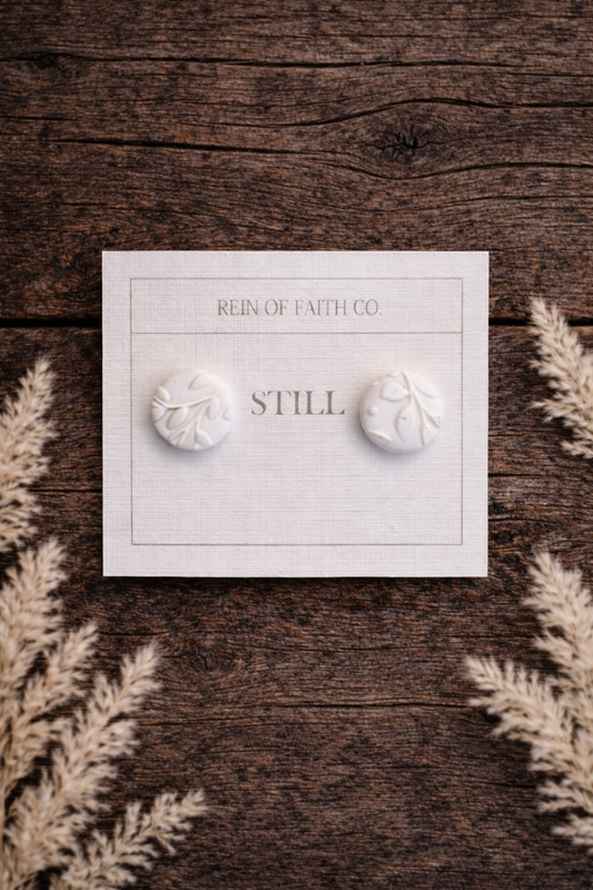 Still • Ivory Botanical Clay Studs