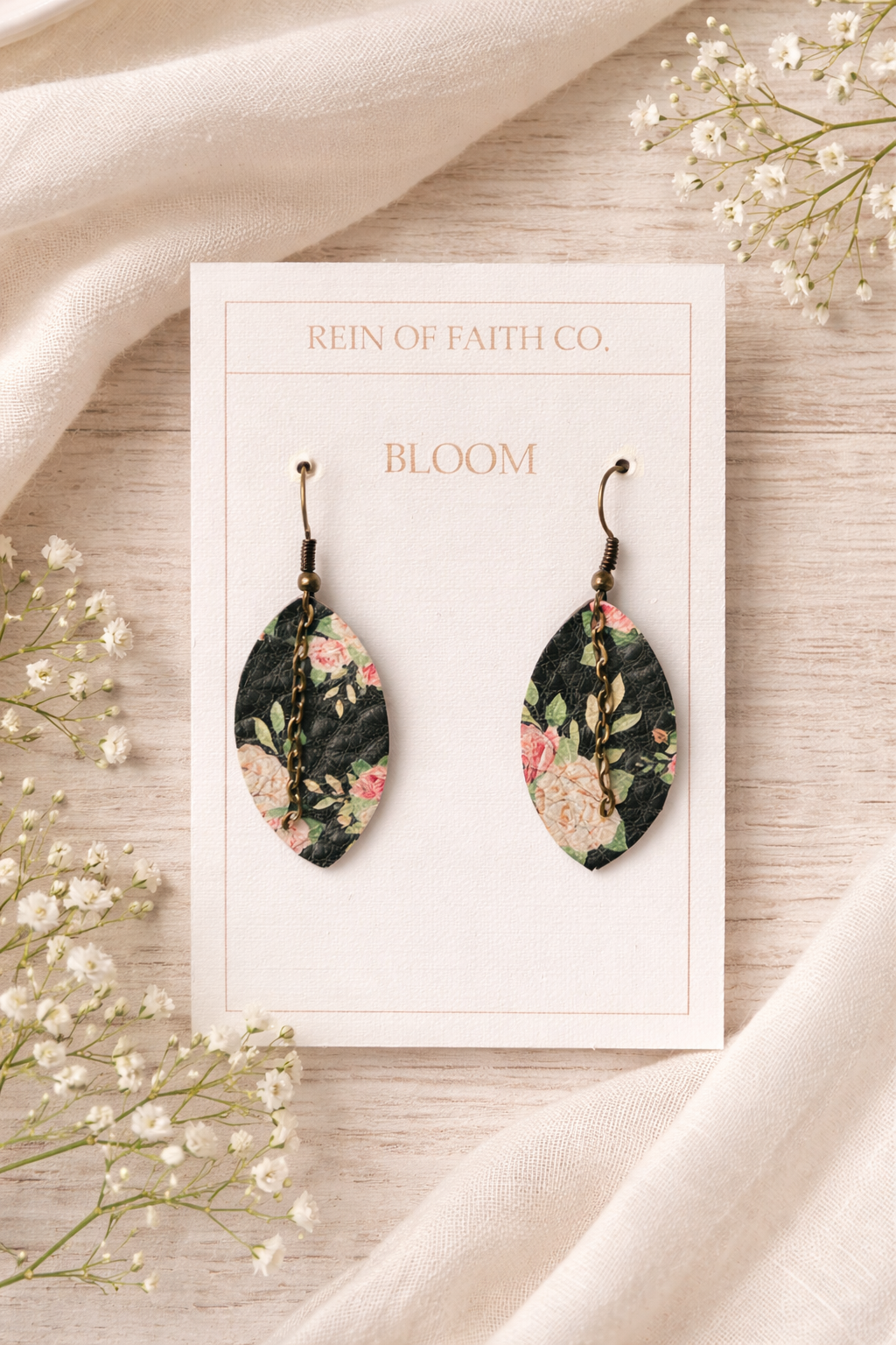 Bloom • Midnight Rose Leaf Earrings