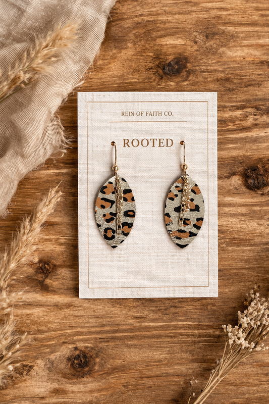 Rooted • Iron Leopard Leaf Earrings